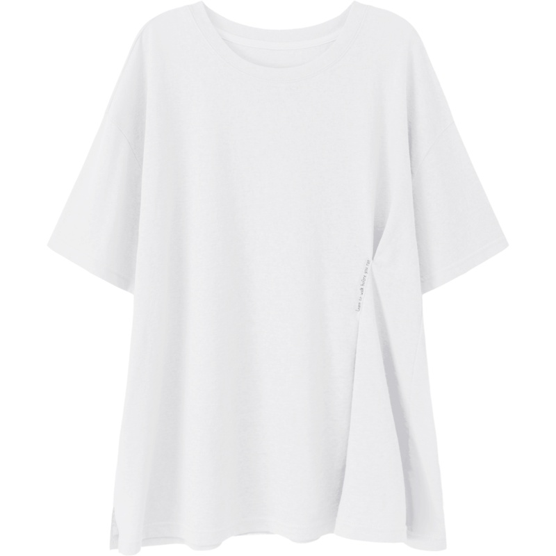 OtherMix字母褶皱t恤女2021年夏季新款纯色时尚气质短袖宽松上衣