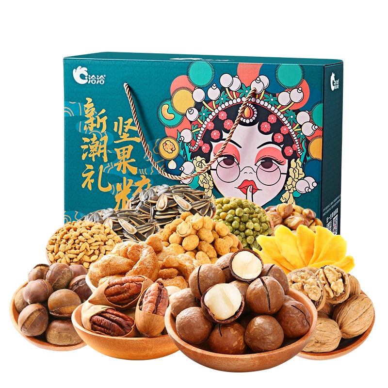 [年货礼盒]洽洽 坚果送礼礼盒2020年坚果炒货礼盒-M洽洽团聚1814g (12袋)