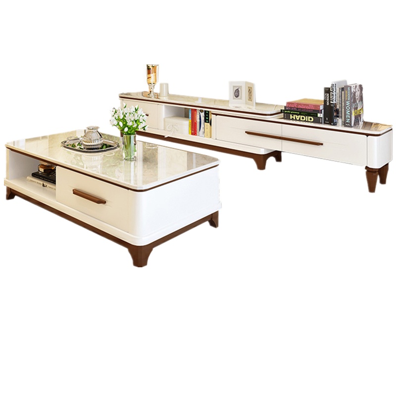 [每满300减40]大理石电视柜茶几组合整体现代简约可伸缩北欧电视机柜客厅小户型 木质简约现代clevermama