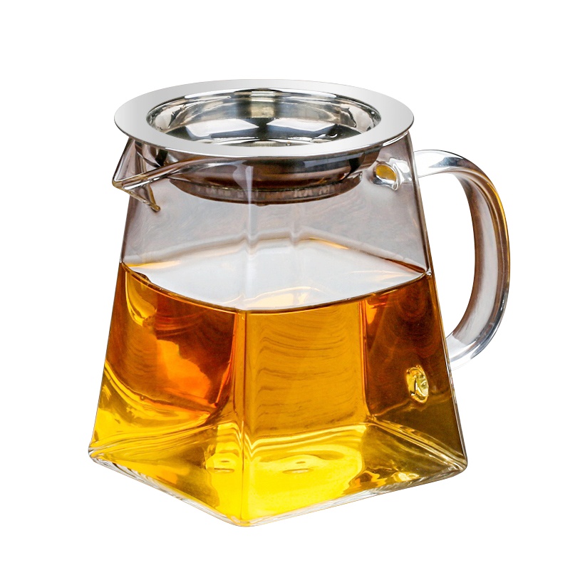 苏氏陶瓷透明玻璃公道杯家用耐热功夫茶具配件带不锈钢茶漏加厚
