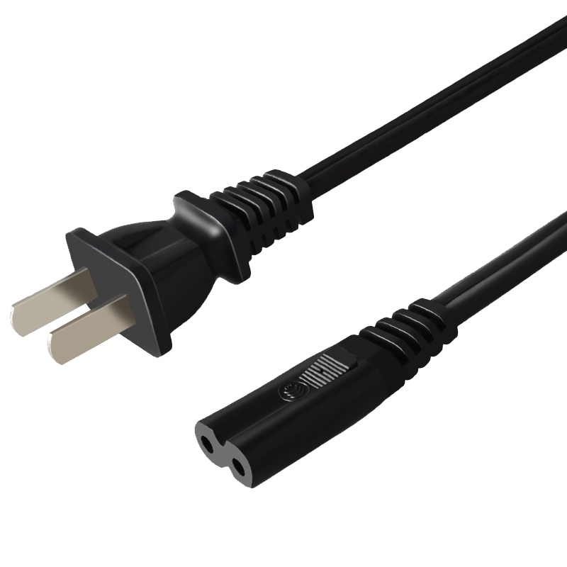 晶华 国标两插8字电源连接线 八字尾双孔音响电源线 支持数码相机电源适配器 黑色1.5米C230E