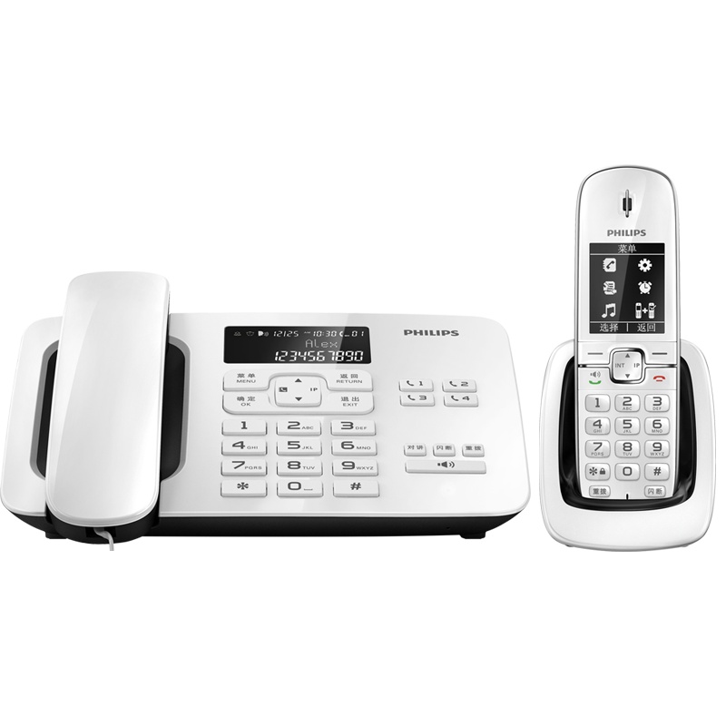 飞利浦(PHILIPS)录音电话无绳电话机座机 无线座机子母机 办公家用 DCTG492+(白色)