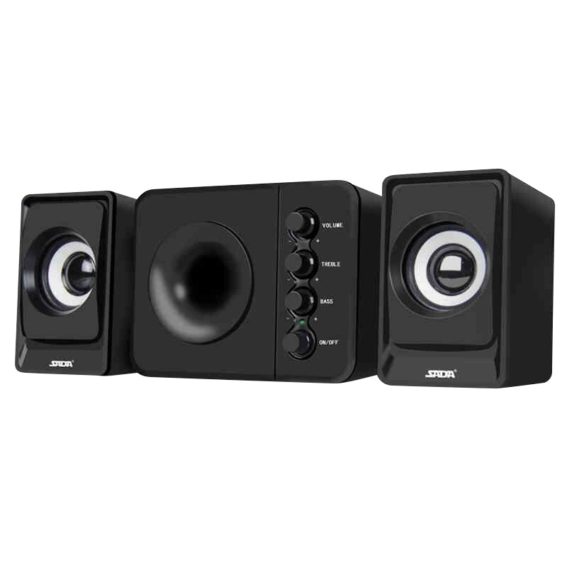 赛达D-205电脑音响台式家用笔记本低音炮3d环绕2.1声道有源音箱木质箱体立体声手机通用 有线版 黑色