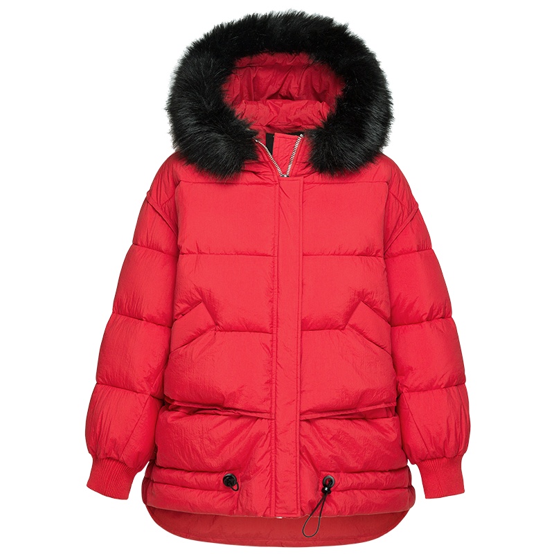 森马棉衣棉服女冬季宽松棉袄毛领连帽加厚保暖潮流中长款外套学生