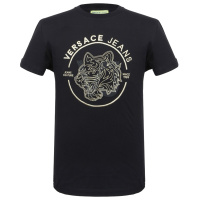 VERSACE JEANS 男士黑色棉质短袖T恤衫B3GTA76J 36610 Y6A
