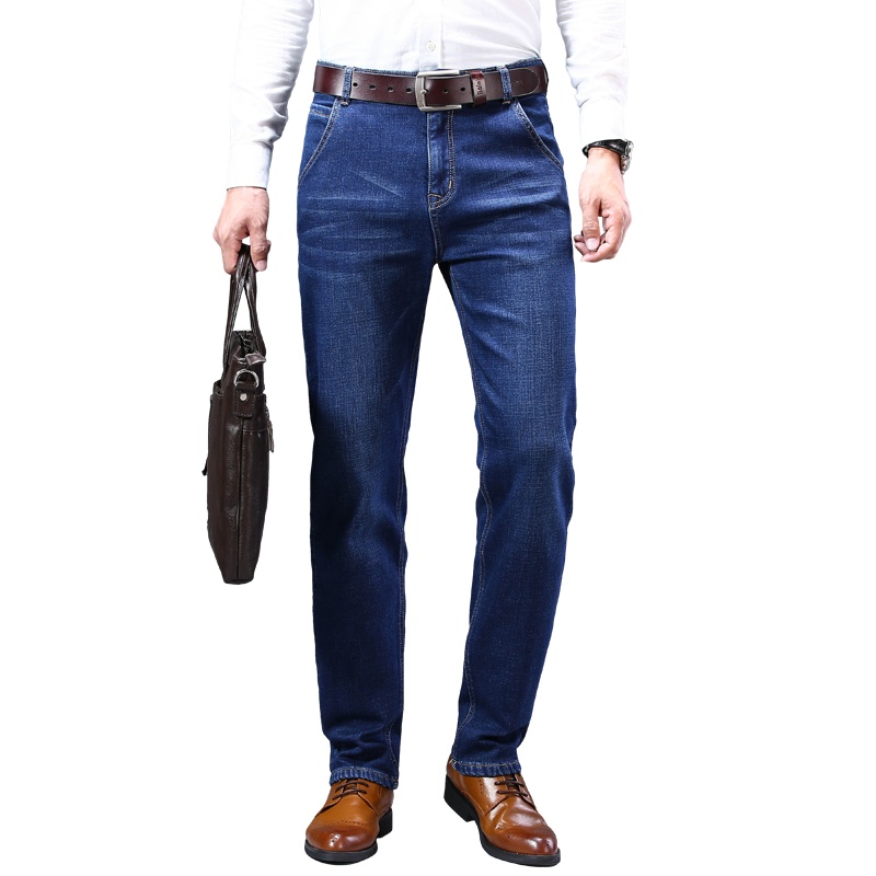 李维犀牛(LEEVIRHINO)2021冬季新款男士牛仔裤弹力加绒商务直筒保暖舒适时尚男士牛仔裤子