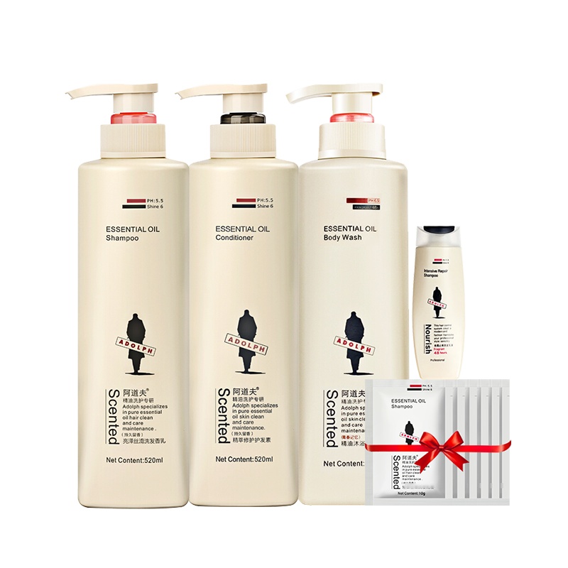 阿道夫轻柔亮泽丝滑洗护套装洗发水520ml*2瓶+护发素520ml