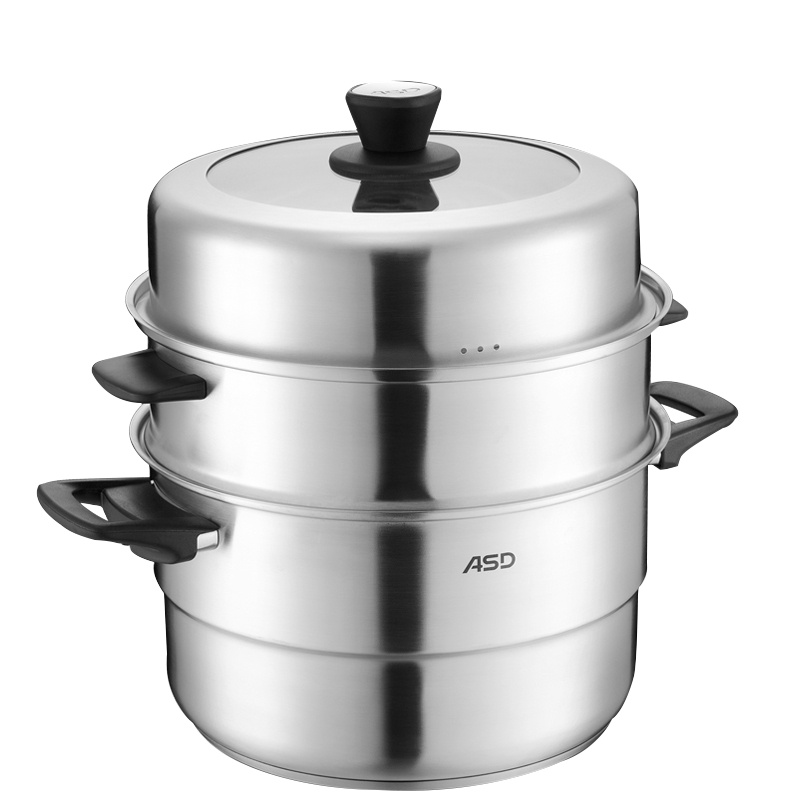 爱仕达(ASD)蒸锅304不锈钢 28CM三层加厚复底蒸锅QN1528磁炉通用