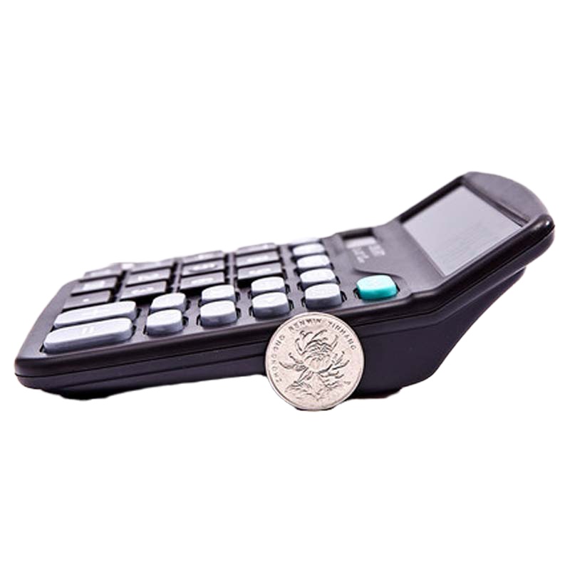 得力 双电源 轻便桌面计算器 12位大屏桌面计算机 黑色 (5个)