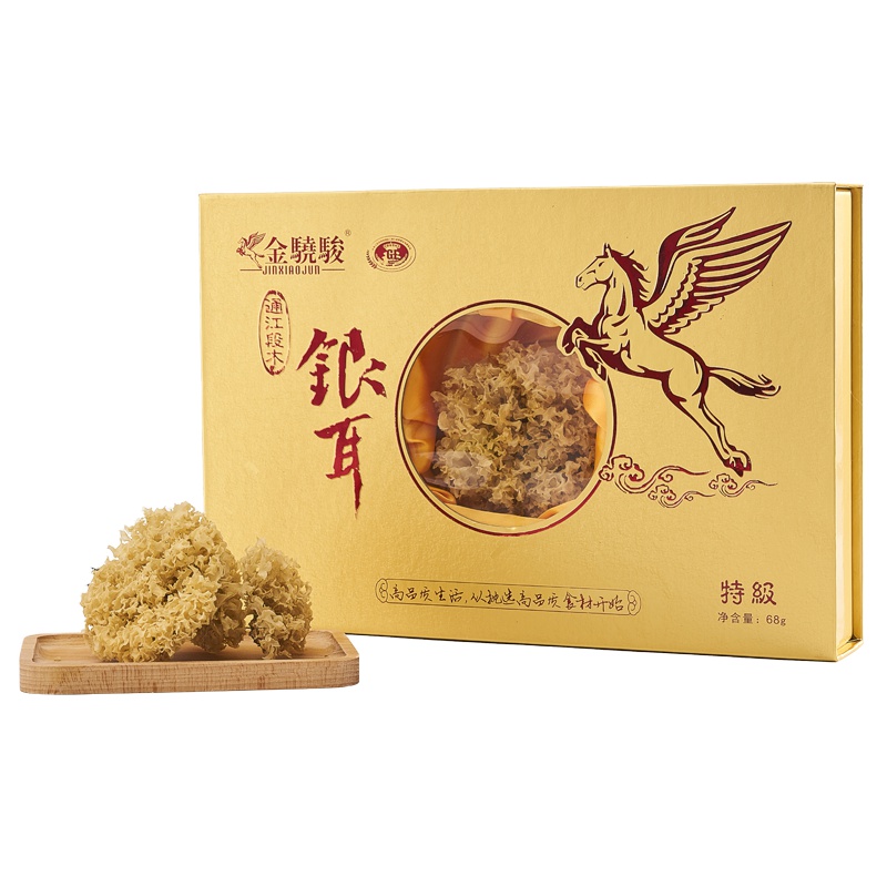 金骁骏 四川巴中通江段木银耳菌菇类干货雪耳白木耳丑耳糯耳段木银耳特级野生68g/盒
