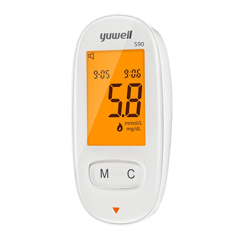 鱼跃(YUWELL)血糖仪590套装 语音背光家用智能全自动免调码糖尿病测血糖测试仪(赠50片试纸+50支采血针)
