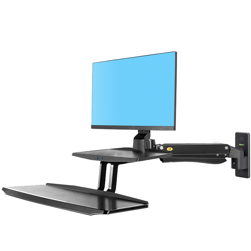 NB 24-35英寸大屏显示器支架 壁挂架 万向旋转升降工业通用支架 站立办公挂架 医用设配壁挂支架MC55黑