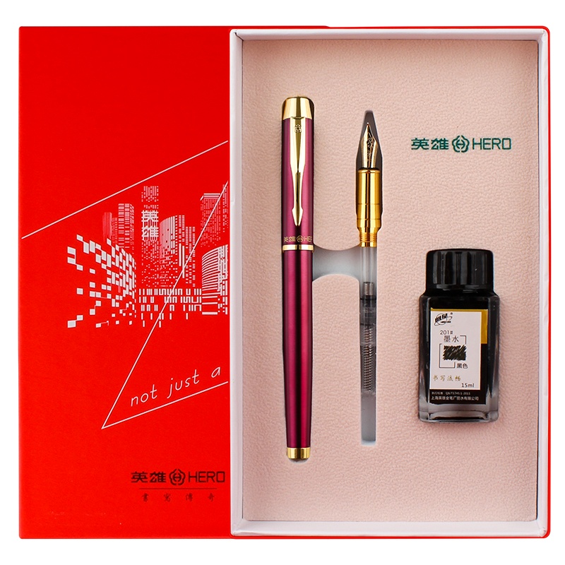 英雄(HERO)钢笔7006礼盒装中国红套装成人商务办公男士女学生练字礼品套装生日礼物送老师礼品
