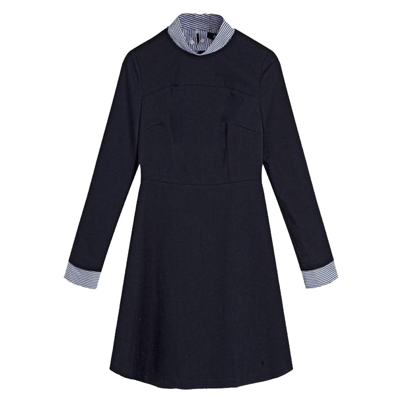 拉夏贝尔法式小众连衣裙初恋仙女适合拍照春装新款高端气质显瘦半高领中裙20011684