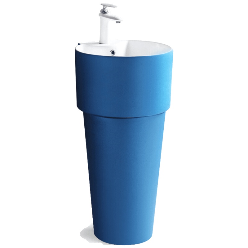 品牌直营> 创意个性陶瓷立柱盆卫生间一体洗脸盆阳台落地式洗手池立式小台盆安心抵