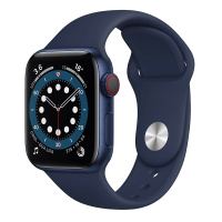 Apple Watch Series 6 40毫米 蜂窝版 蓝色铝金属表壳 深海军蓝色运动表带 智能手表