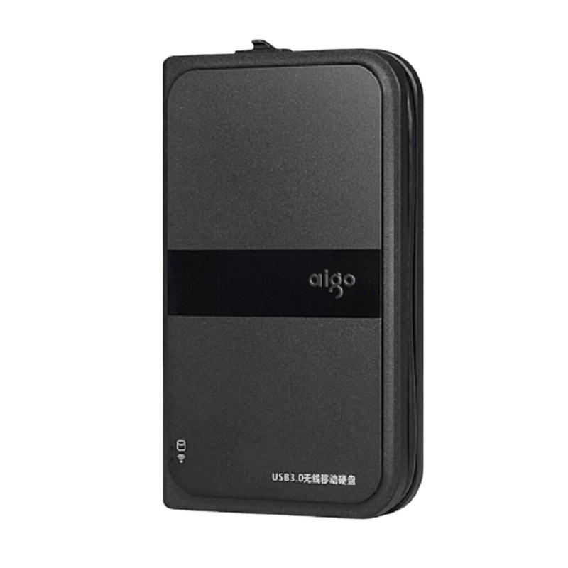 爱国者(aigo)HD816 4TB USB3.0 黑色移动硬盘 多功能无线WIFI 机线一体