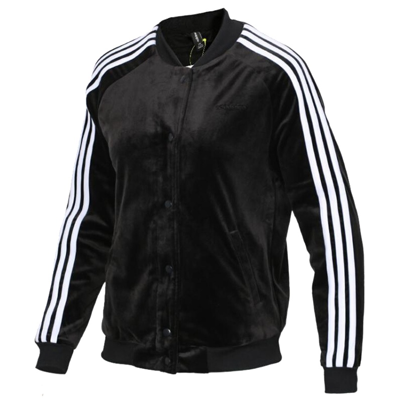 阿迪达斯（ADIDAS）女款运动休闲立领金丝绒夹克外套DM4156