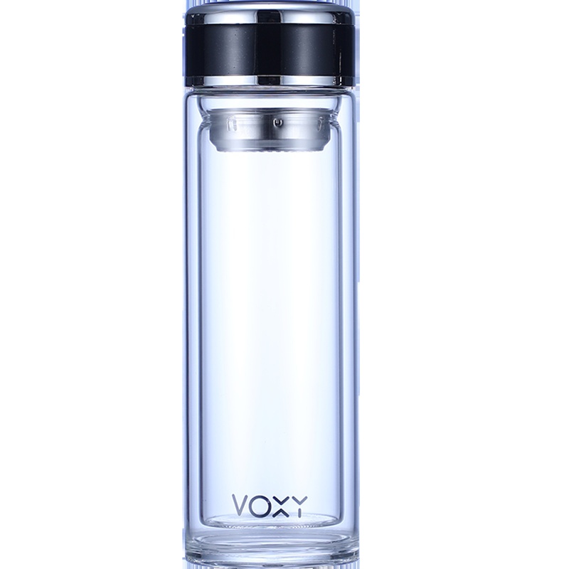 玻璃杯双层男女士水杯家用便携大容量泡茶杯加厚透明茶水分离杯子 封后 魔力黑-450ML[收藏加购送杯刷]