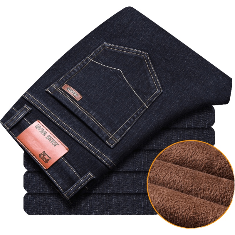 吉普战车(JIPUZHANCHE)冬季上新男士弹力牛仔裤宽松直筒柔软舒适加厚保暖时尚休闲男士牛仔长裤子款