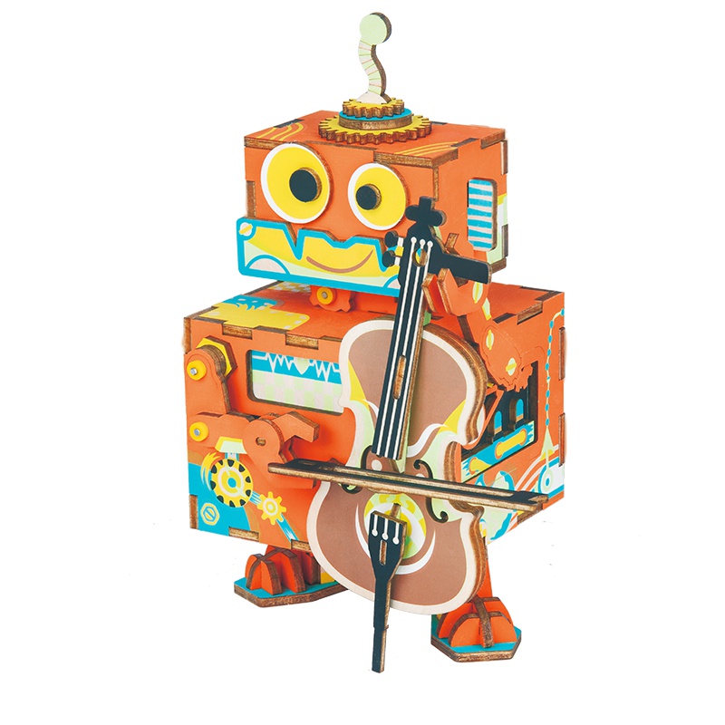 若态若来木质八音盒 diy手工拼装制作儿童创意拼插拼图男生女生生日礼物音乐盒玩具 AMD53大提琴的夏天