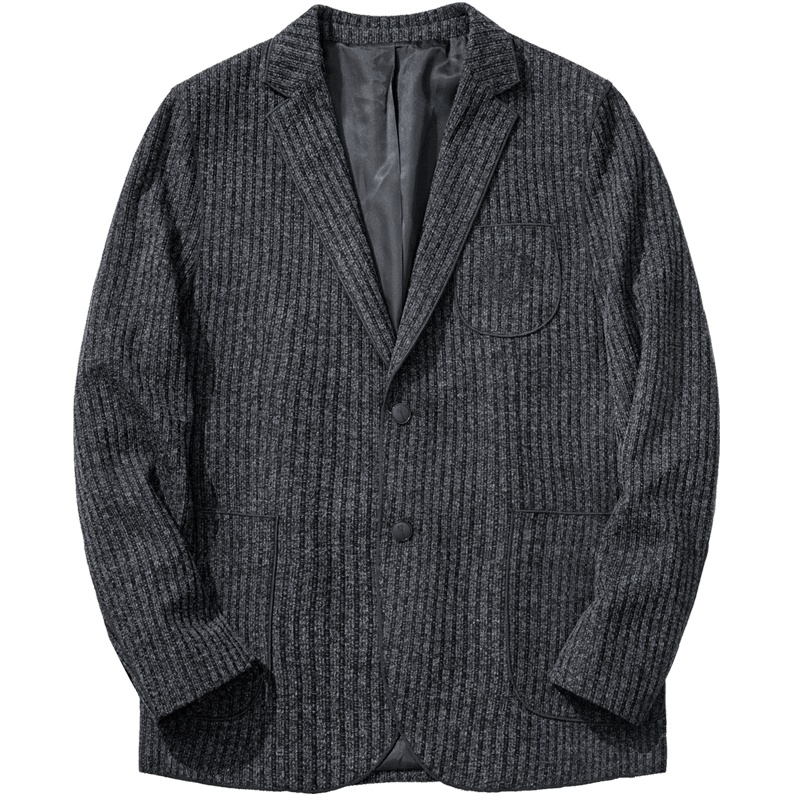 千纸鹤男装条纹休闲便西上衣2019秋季新款时尚韩版西装外套35161