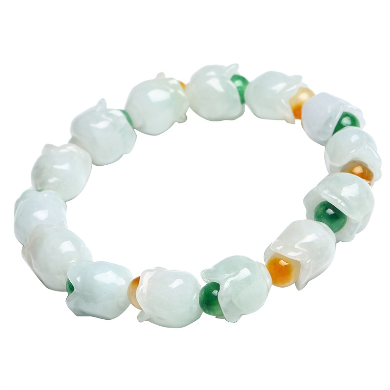 月印百川 翡翠手链 情侣款飘绿翡翠莲花手串 附送证书 手串