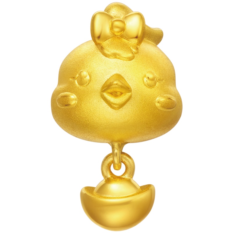 周大福 元宝鸡生肖鸡转运珠足金金饰品吊坠 R19369