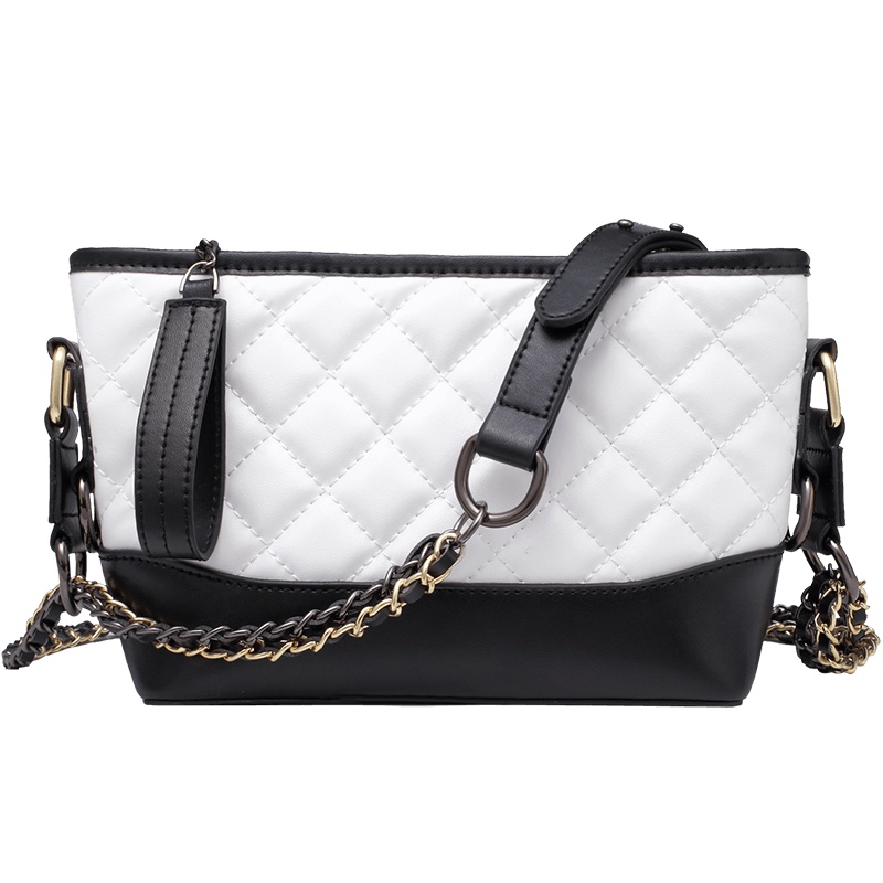 高尔夫GOLF时尚女士斜挎包牛皮大容量时髦菱格流浪包可调节肩带链接单肩包多种背法