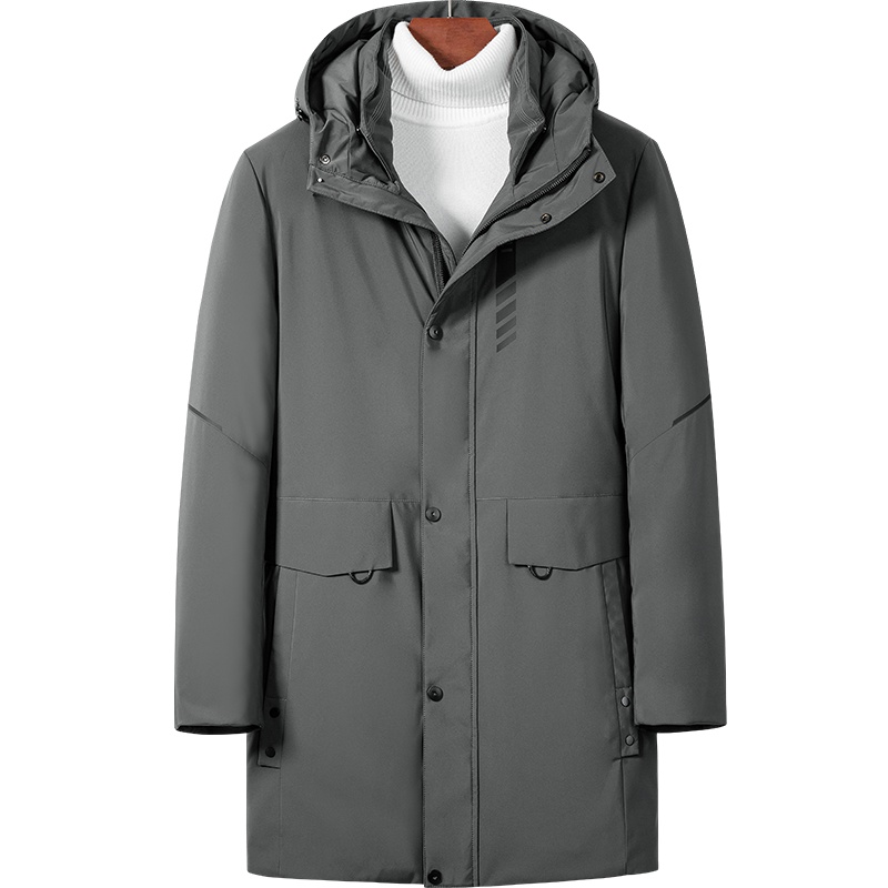 雅鹿男装冬季简约休闲中长款男士羽绒服连帽鸭绒男外套14730778