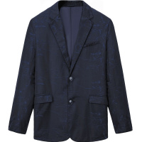 海一家2019秋季两粒单排扣时尚潮流个性提花休闲单西男