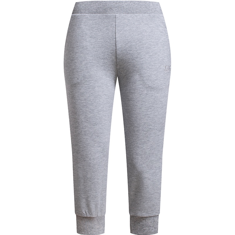 特步女子针织七分裤夏季舒适修身运动训练休闲透气舒适女中长裤