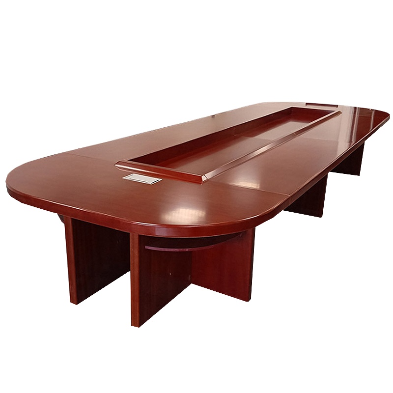 质凡办公家具椭圆形会议桌办公培训洽谈桌会客接待条形桌油漆贴实木皮会议室桌