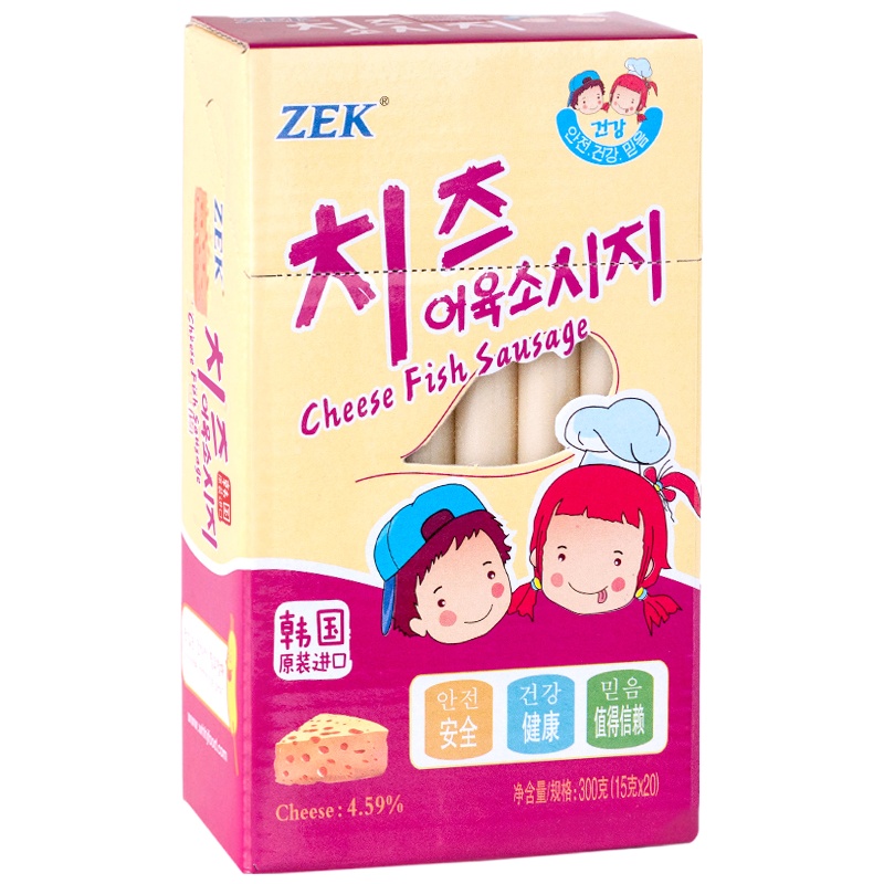 韩国进口 ZEK芝士鳕鱼肠300g（15g*20根）深海鳕鱼肉火腿肠海味小吃儿童健康即食营养休闲零食