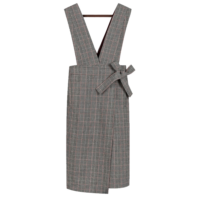 拉夏贝尔春女背带裙韩版时尚休闲气质软妹格子连衣裙 格子混色 S