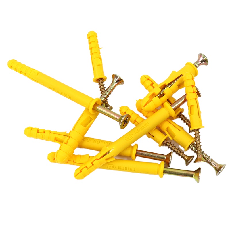 HK-665 小黄鱼塑料膨胀管膨胀螺丝 胶塞螺栓涨塞 自攻螺丝套装 6*40mm 100套