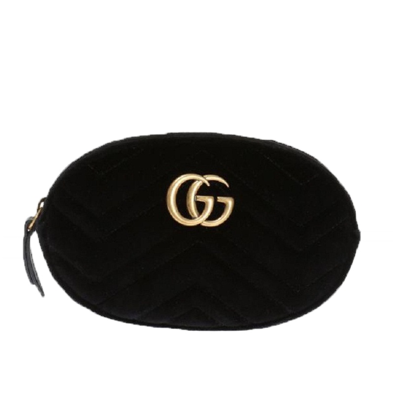 GUCCI/古驰 GG Marmont系列天鹅绒绗缝腰包476434