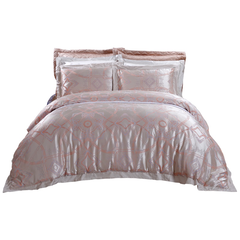 富安娜(FUANNA)家纺涤阳莫代尔提花床上四件套1.8米双人全棉纯棉1.5米床高档高级套件欧美风