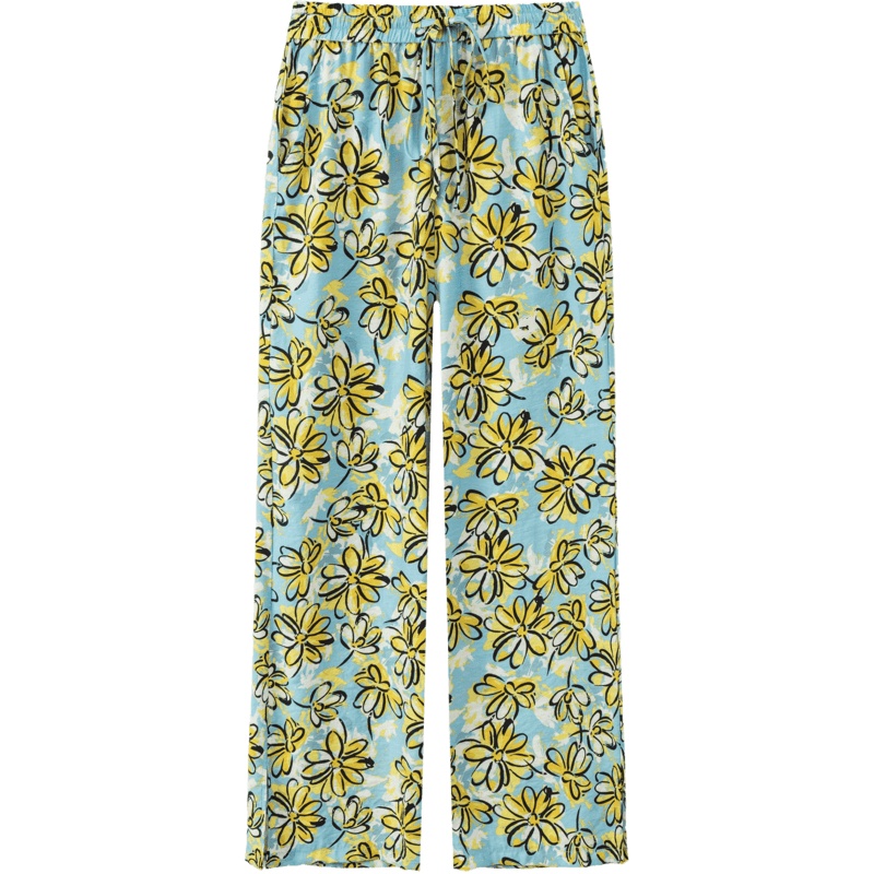 OtherMix印染碎花休闲裤女2021年夏季新款薄款开叉高腰阔腿裤子潮