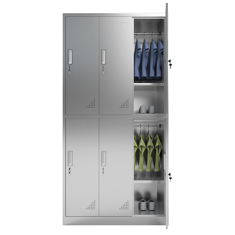 永格304不锈钢衣柜更衣柜员工储物柜 不锈钢6门衣柜