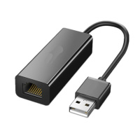 百兆有线 USB转RJ45网线接口 适用苹果Mac小米盒子笔记本电脑台式机外置以太网口转换器 黑色-小巧款