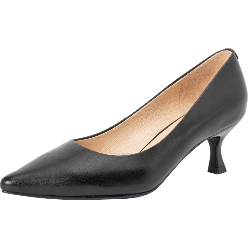 百田森黑色高跟鞋女职业春季新款尖头细跟浅口舒适上班工作鞋