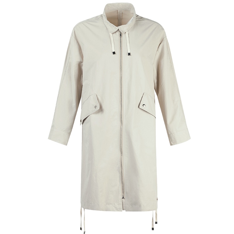 晚白 2020春季新品通勤百搭减龄纯色休闲中长款长袖外套风衣女