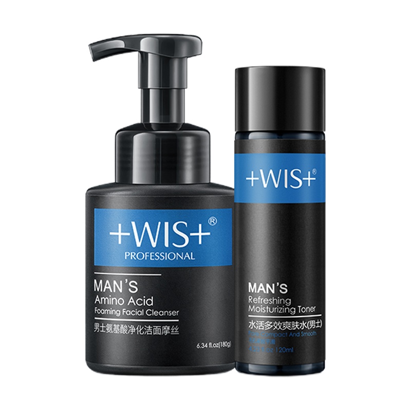 WIS男士氨基酸洁面摩斯&男士爽肤水 温和清洁控油洗面补水清洁毛孔