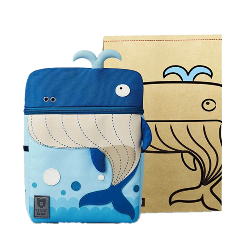 杯具熊(BEDDYBEAR)开学季新款杯具熊幼儿园书包男女宝宝麋鹿卡通学前班儿童学生双肩背包-鲸鱼款