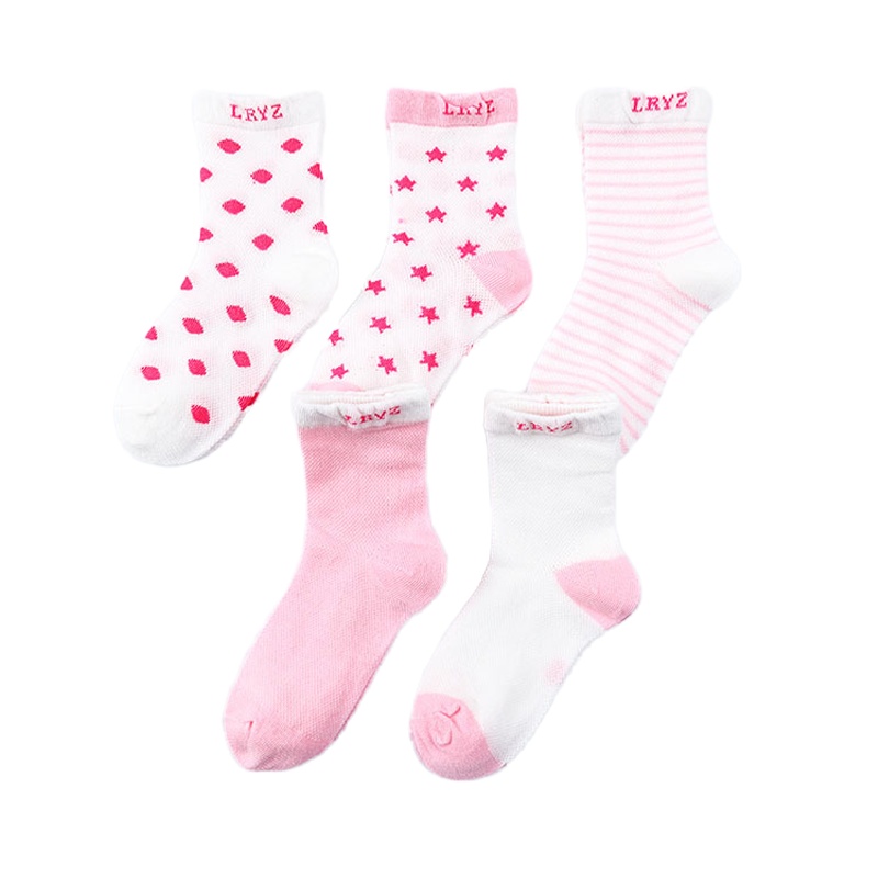 拉里宝贝男女儿童糖果色棉袜童袜星星月亮夏款网眼透气中筒儿童袜子0-2-4-6岁宝宝空调袜