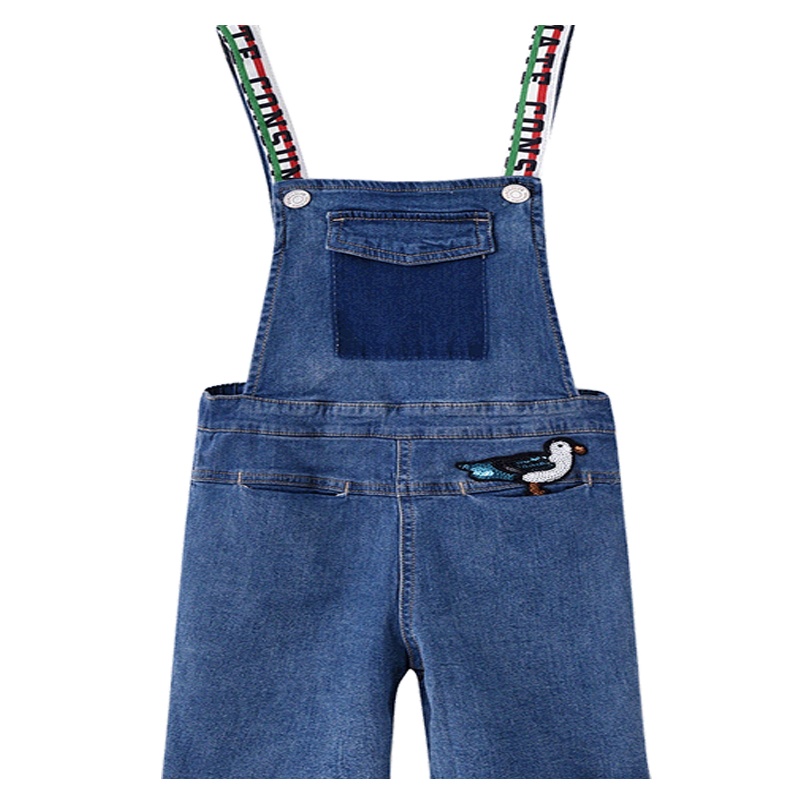 铅笔俱乐部童装2020夏装女童背带短裤中大童牛仔背带裤儿童裤子