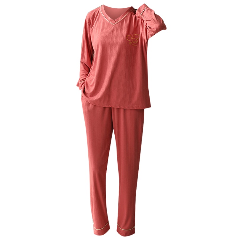 俞兆林睡衣女春夏季莫代尔棉绸长袖长裤睡衣套头薄款加大码外穿家居服