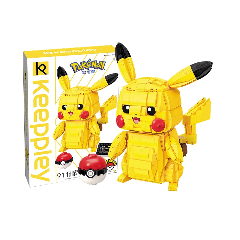 启蒙大型皮卡丘拼装模型小精灵小颗粒拼插积木摆件宝可梦玩具Keeppley-大型皮卡丘S0101