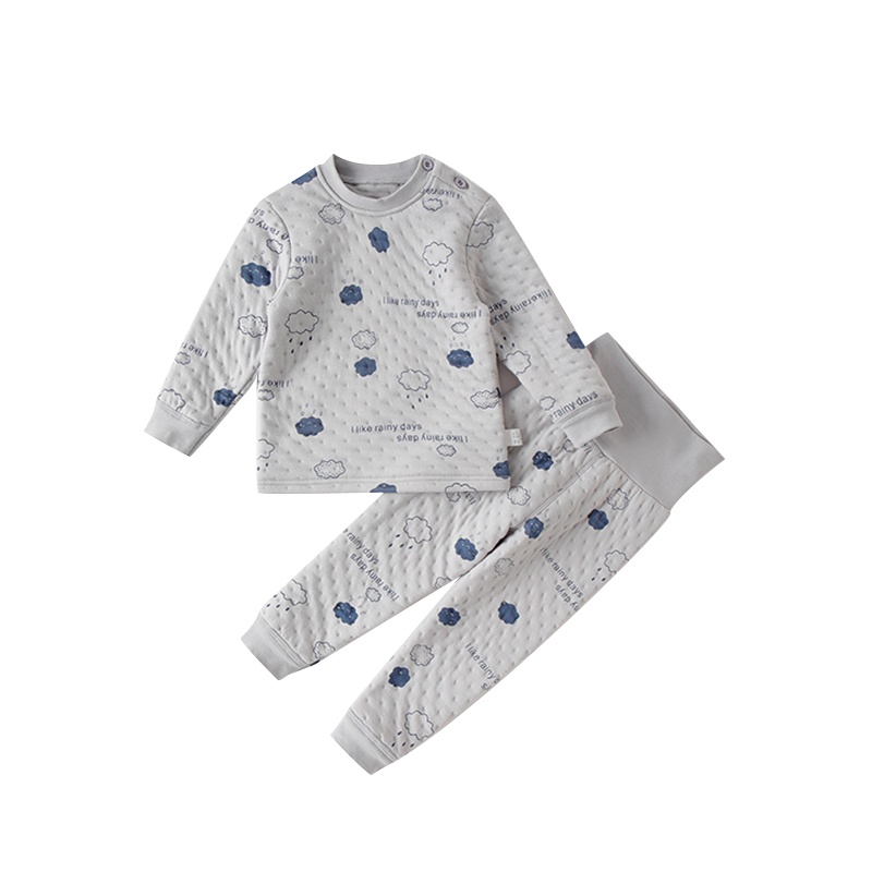 猫人儿童保暖内衣套装宝宝高腰秋衣秋裤男童护肚裤女童夹棉秋冬装